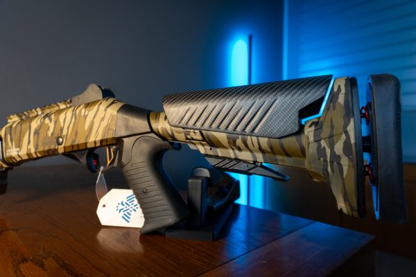 Orthos Raider S4 12 gauge shotgun camo stock detail