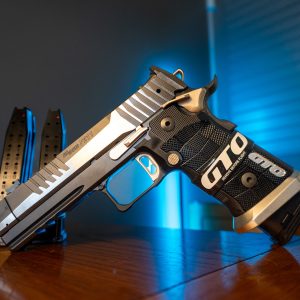 Sig Sauer P211 GTO Equinox 9mm pistol, two-tone, left angle