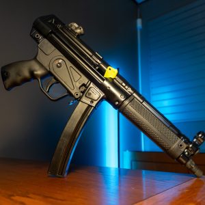 Century Arms AP5 9mm pistol on stand, left side
