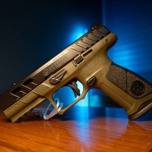 Beretta APX-A1 9mm pistol in FDE, left angle