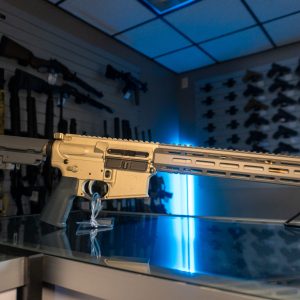 Q Sugar Weasel 5.56 AR pistol in tan, left side