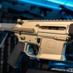 Close-up of Q Honey Badger 300 Blackout receiver