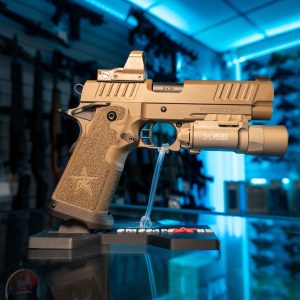 Staccato P Seven Shades of Sahara 9mm with red dot and light, right side