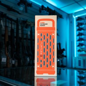 Turtlebox portable speaker in tall orange retail box