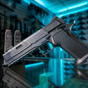 Stealth Arms Platypus 17 9mm pistol with magazines, left angle
