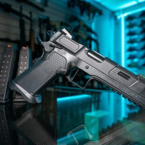 Stealth Arms Platypus 17 9mm pistol with magazines, right angle