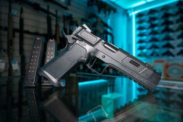 Stealth Arms Platypus 17 9mm pistol with magazines, right angle