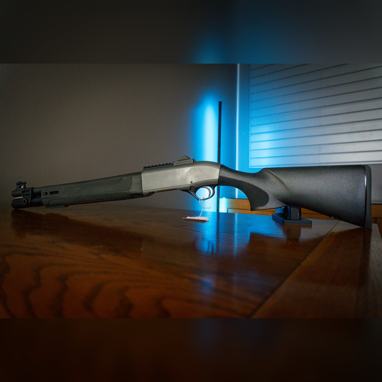 Left side of the Beretta A300 Ultima Patrol 12 gauge with 19.1 inch barrel and extended magazine tube