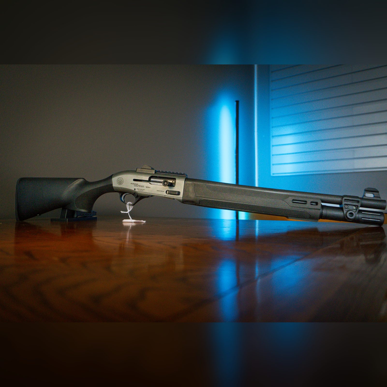 Beretta A300 Ultima Patrol 12 gauge shotgun with gray receiver and black synthetic stock, right side