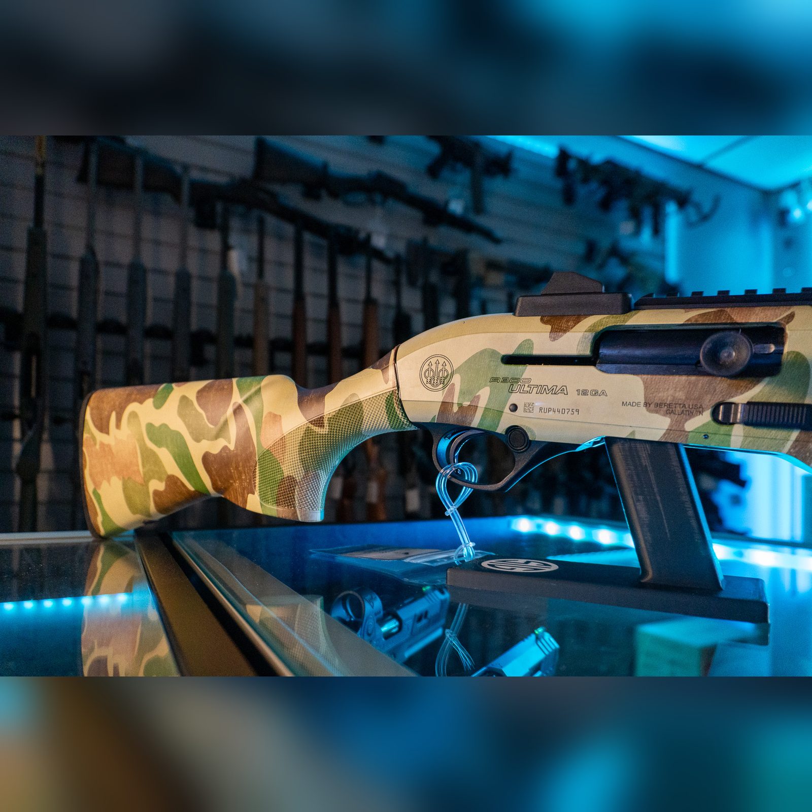 Frogskin camo receiver and synthetic stock of the Beretta A300 Ultima Patrol Raider 12 gauge
