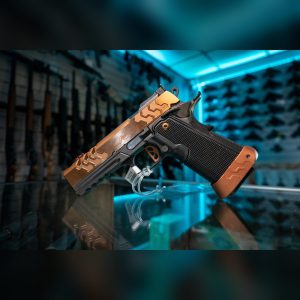 Kimber 2K11 Pro Comp Coyote 9mm pistol, right side with Kimber slide logo and magwell