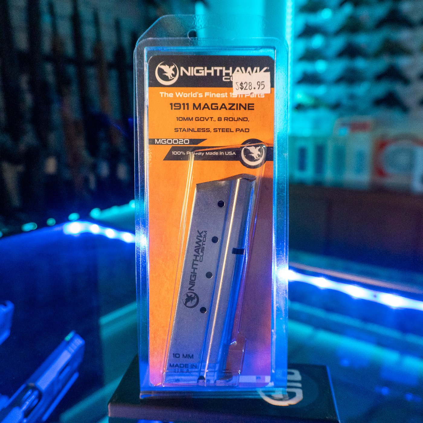 Nighthawk Custom 8-round 10mm single stack 1911 magazine in its retail package