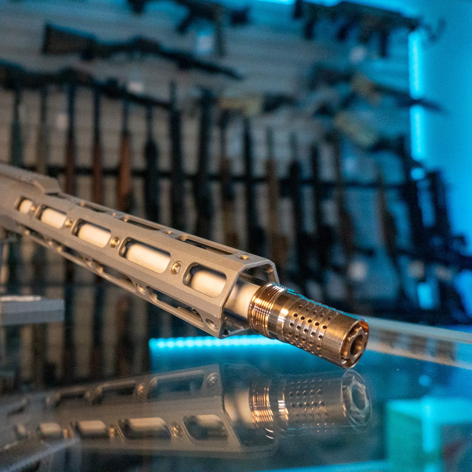 Q-Sert M-LOK handguard and Cherry Bomb muzzle brake on the Q Mini Fix 12 inch 5.56 barrel