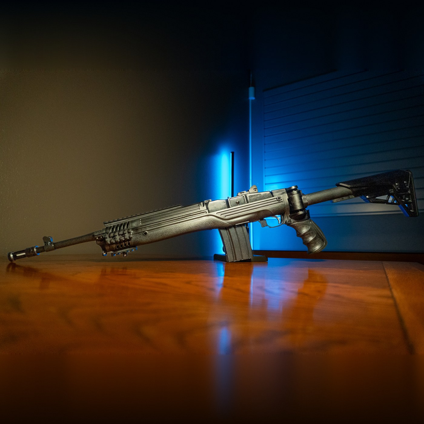 Ruger Mini-14 Tactical 5.56 NATO rifle with ATI pistol grip stock, forend rail and 20-round magazine