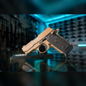Sig Sauer P238 Emperor Scorpion .380 ACP pistol with Coyote Cerakote slide and frame and black Hogue G10 grips